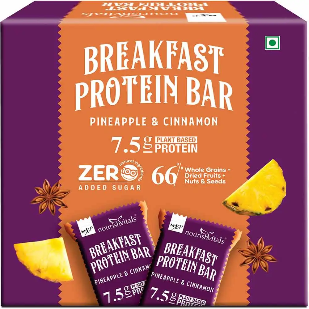 NourishVitals Breakfast Protein Bar,  5 bar(s)  Pineapple & Cinnamon