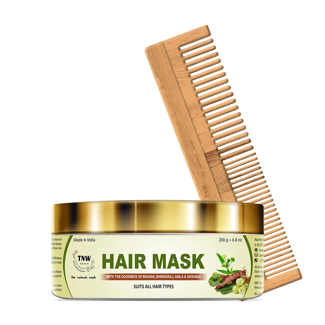 TNW – The Natural Wash Amla Hair Mask and Neem Wood Comb | For Soft, Healthy, and Manageable Hair | Haircare Products for Frizz-Free Hair