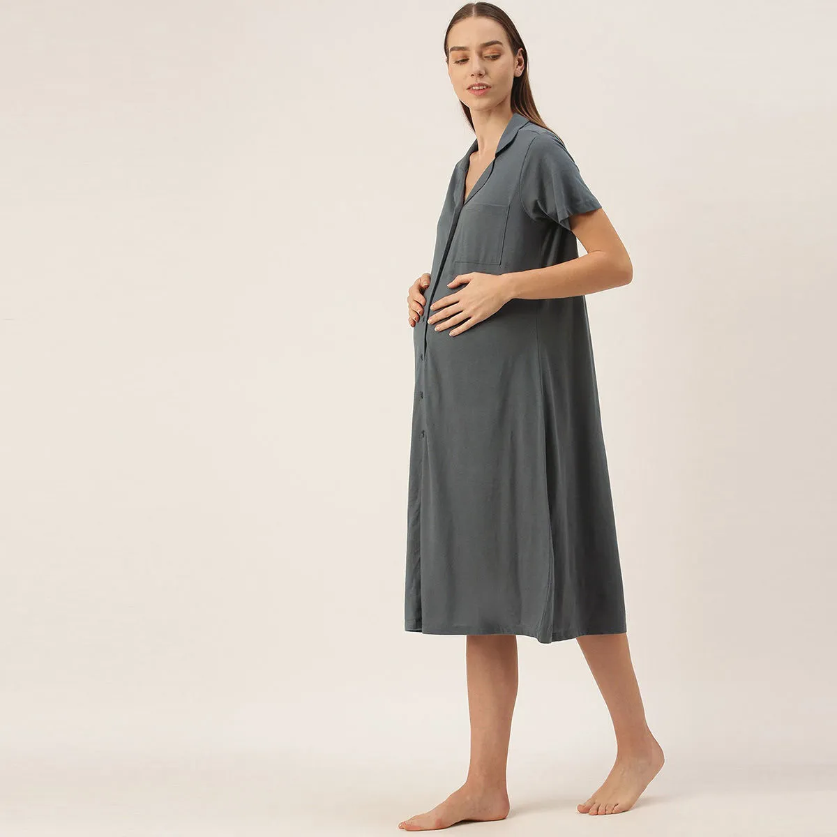 Nejo Feeding/Nursing Maternity Hospital Dress - Grey (XXL)