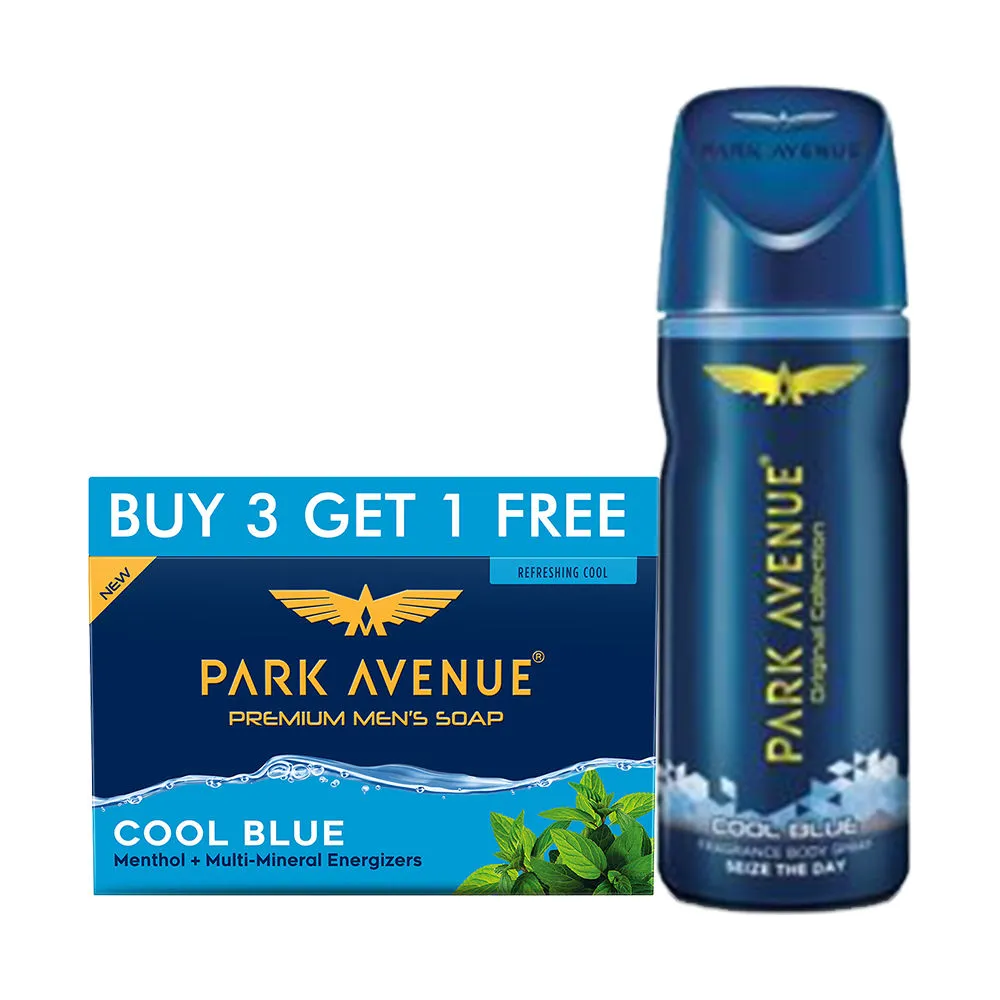 Park Avenue Soap Cool Blue (buy3 Get1 Free) And Deodorant Body Spray