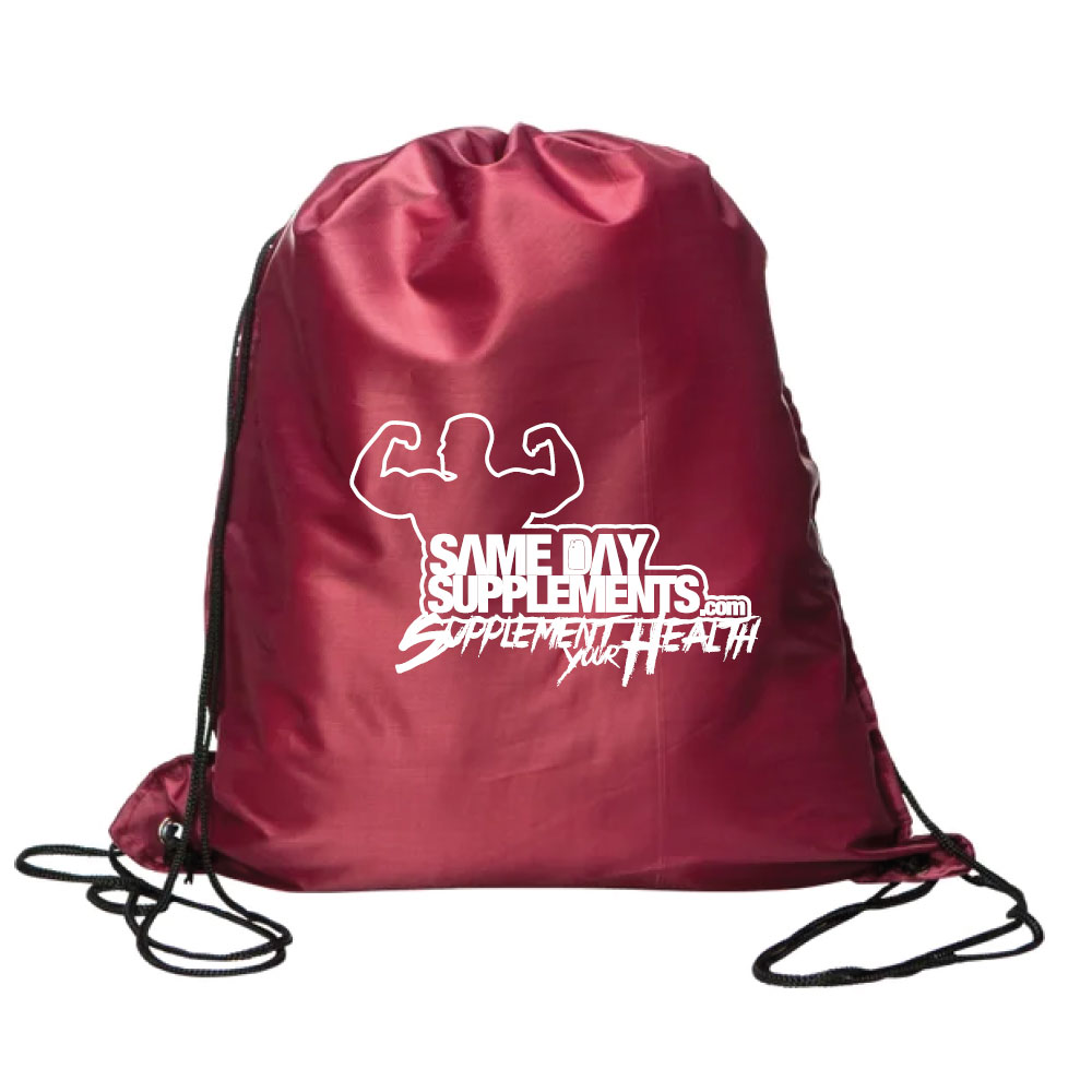 Same Day Supplements Drawstring Bag - Burgundy