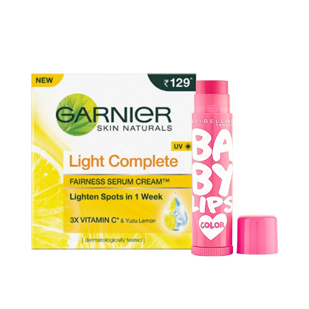 Maybelline New York Lip Balm + Garnier Moisturizer Combo