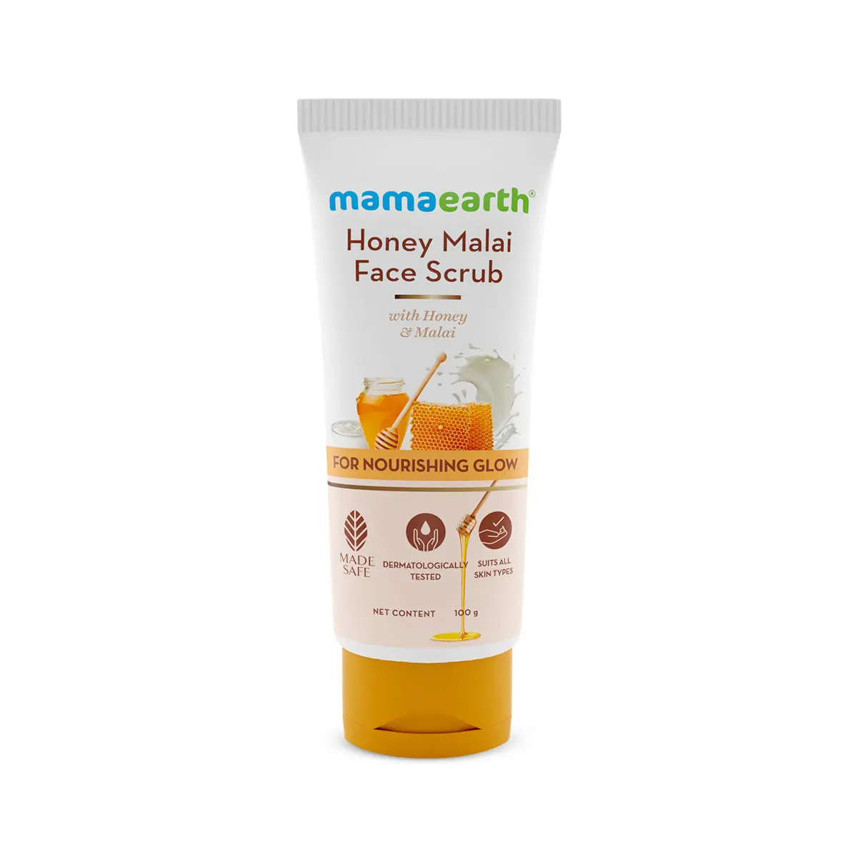 Mamaearth Honey Malai Face Scrub with Honey & Malai for Nourishing Glow (100 g)