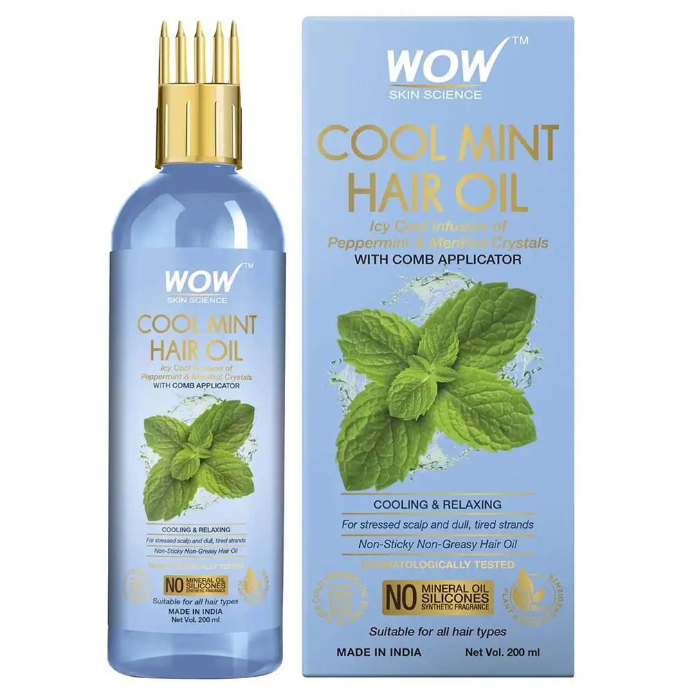 WOW Skin Science Cool Mint Hair Oil,  200 ml  with Comb Applicator