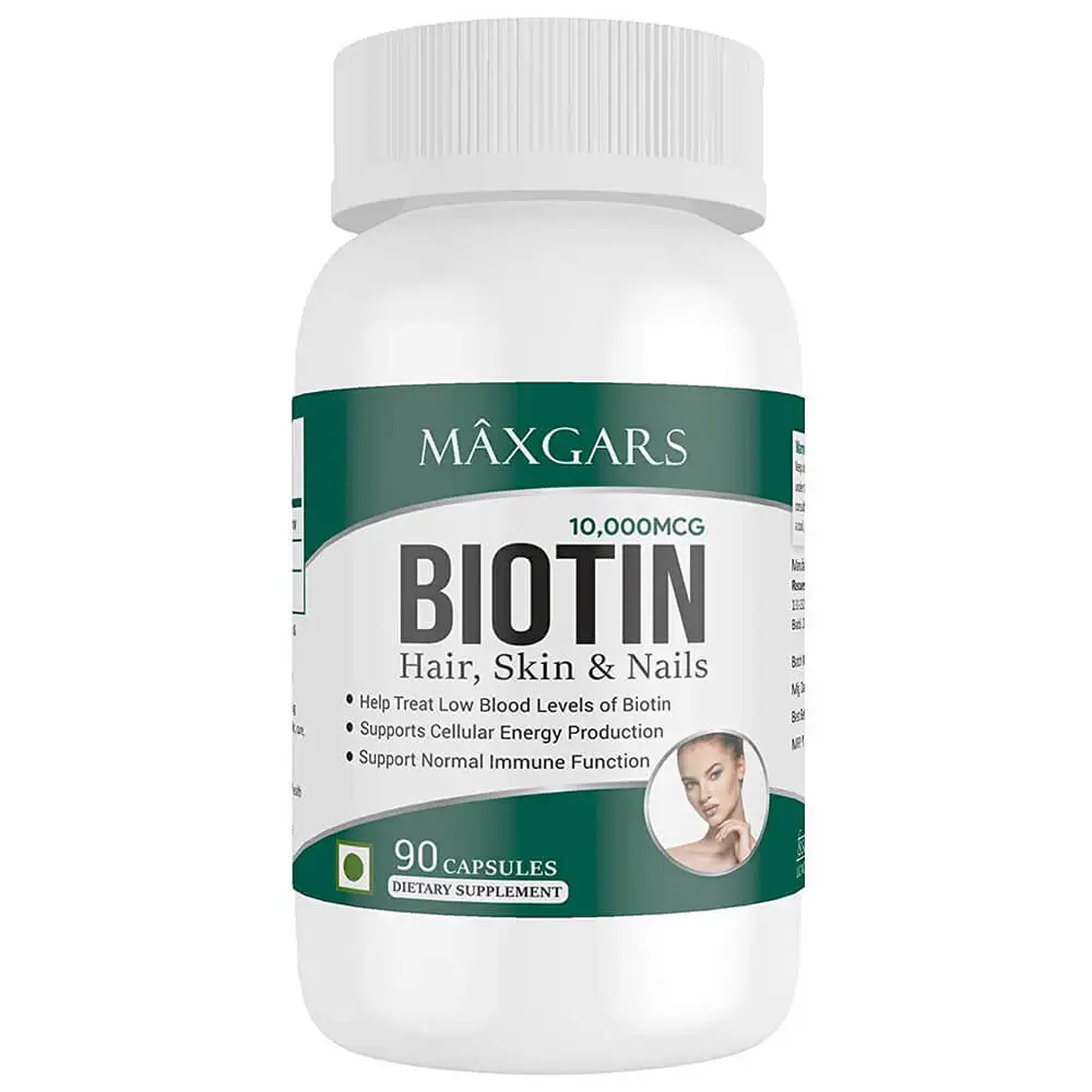 Maxgars Biotin 1000 MCG,  90 capsules  Unflavoured