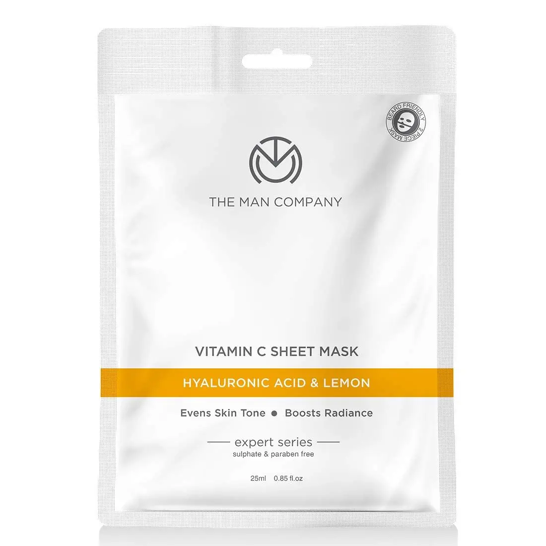 The Man Company Vitamin C Sheet Mask |Aloe Vera| Boosts Collagen, Adds Radiance, Improves Skin Tone, Deep Cleanses and Removes Excess Oil