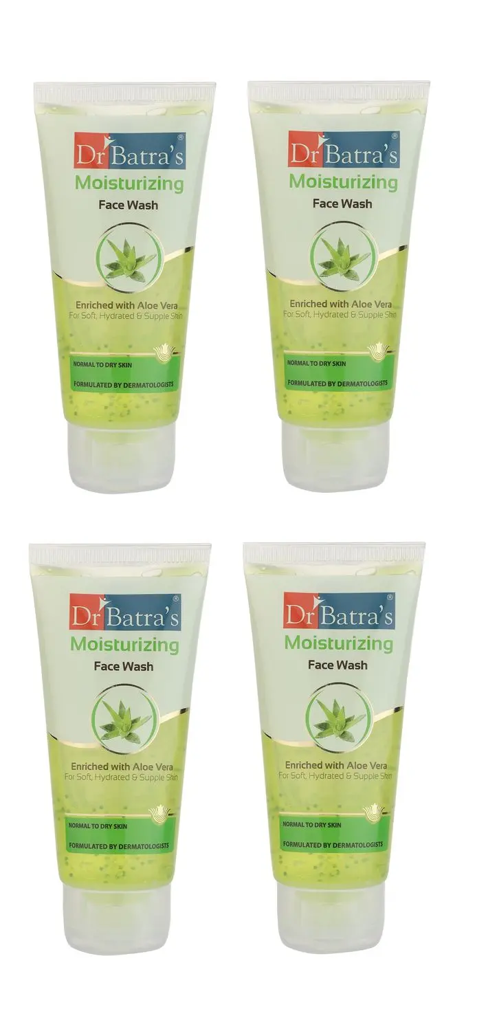 Dr Batra's Moisturizing Face Wash Enriched With Aloe Vera Soft, Hydrated & Supple Skin - 50 gm (Pack of 4)