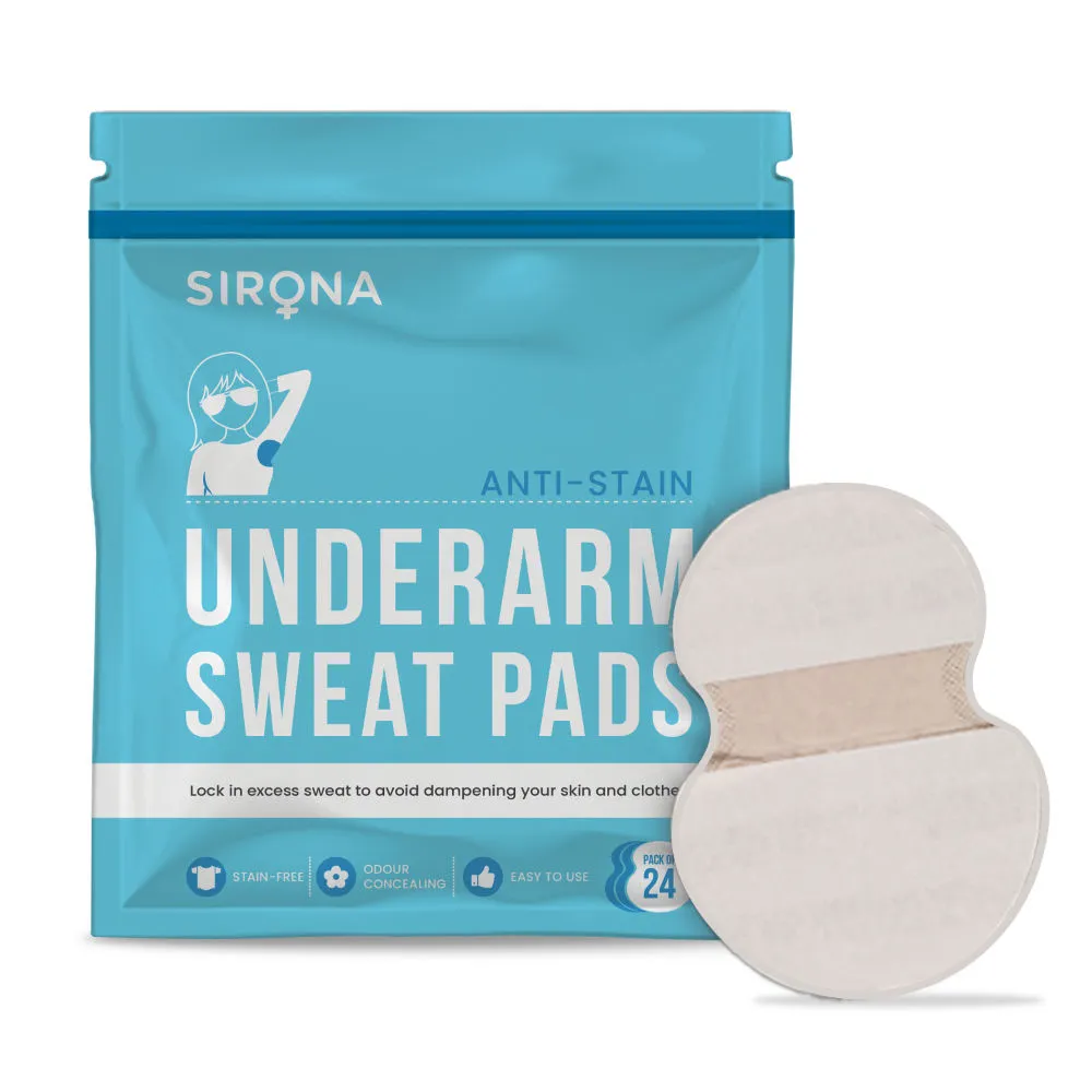 Sirona Anti Stain Disposable Underarm Sweat Pads for Men and Women (24 Pads)