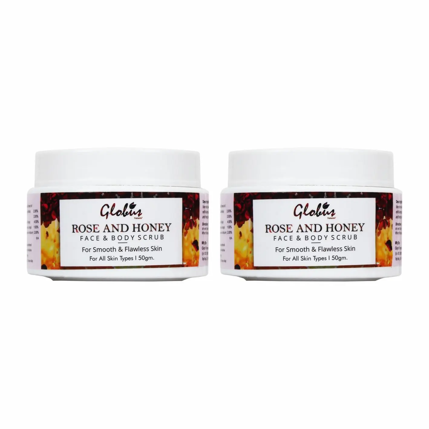 Globus Naturals Honey & Rose Body & Face Scrub (50 g) Pack Of 2