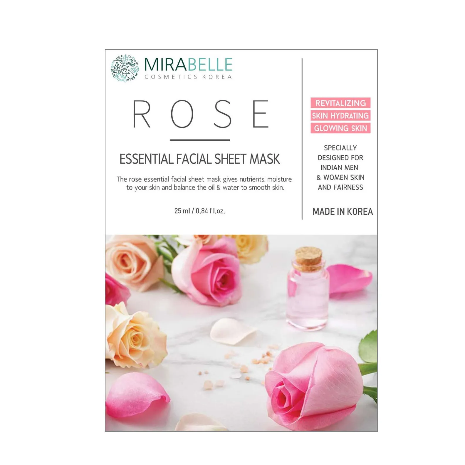 Mirabelle Korea Rose Essential Facial Sheet Mask