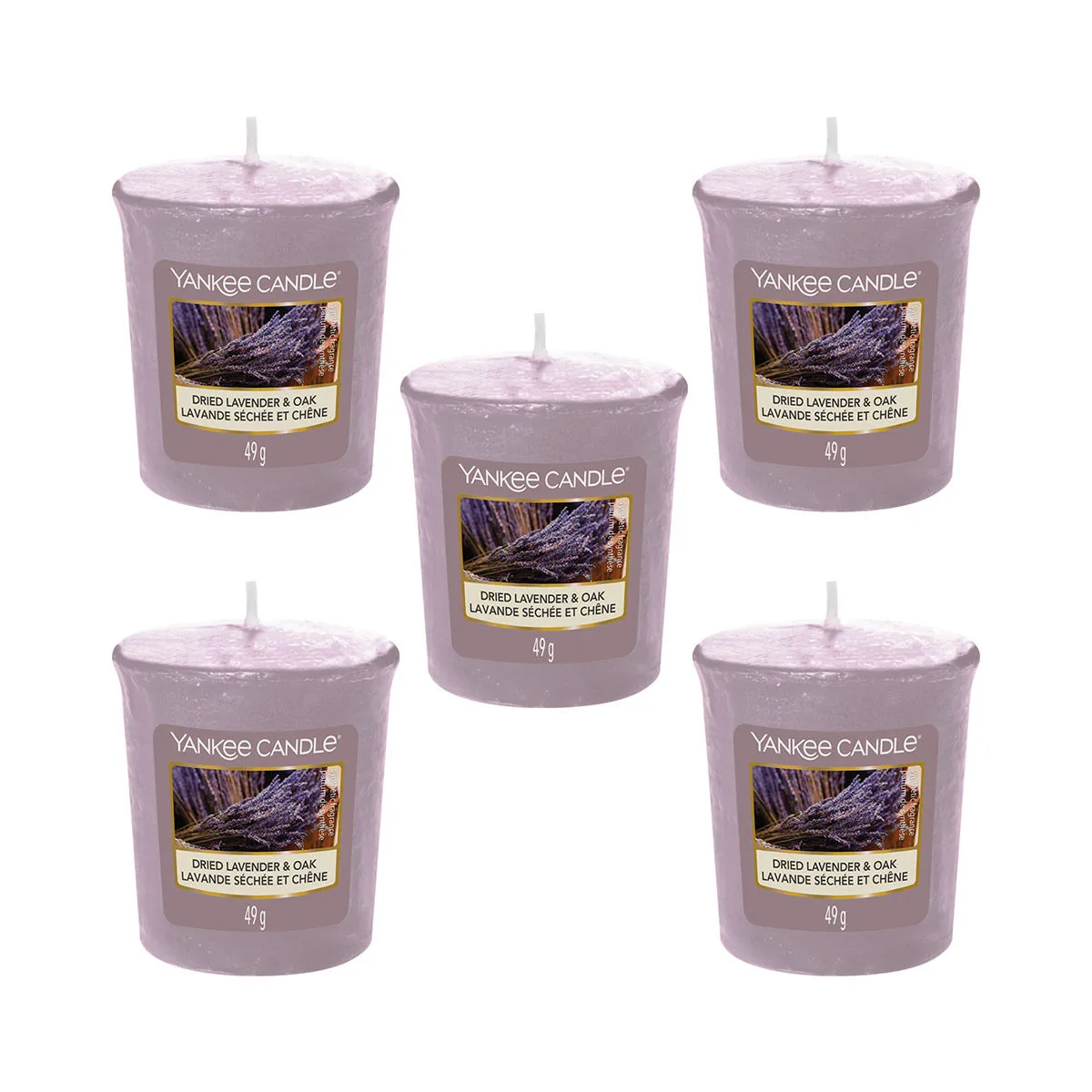 Yankee Candle Classic Votive Dried Lavender & Oak Scented Candles - Pack of 5