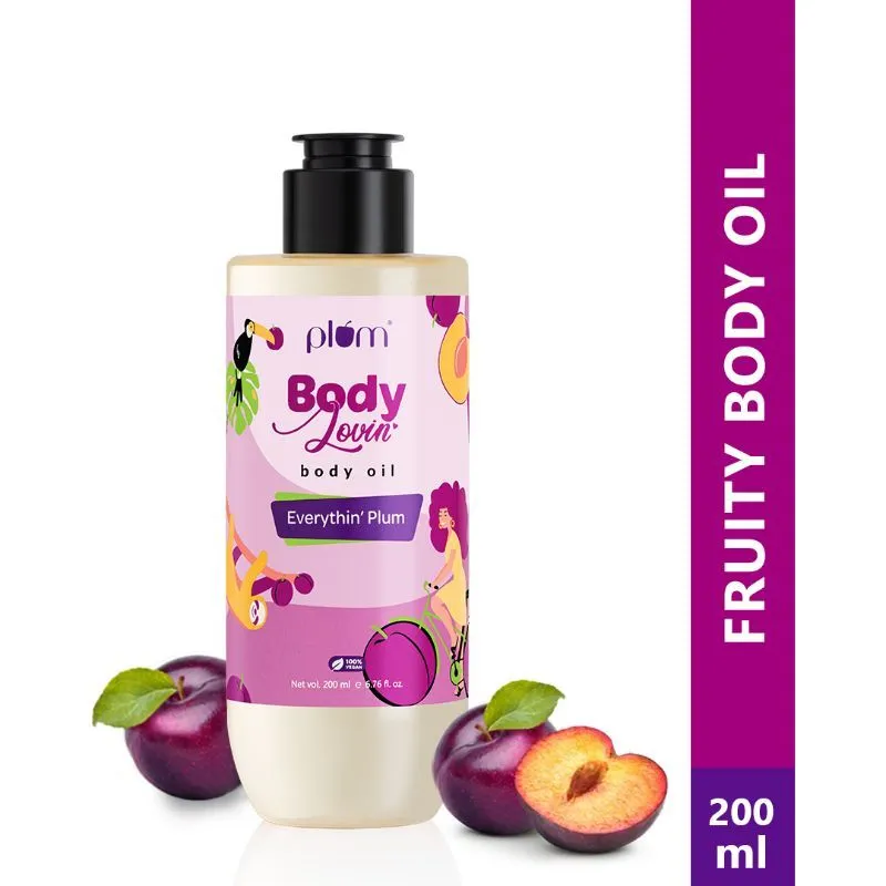 Plum Bodylovin' Everythin' Plum Body Oil, Intense Moisture + Instant Glow, Normal to Dry Skin