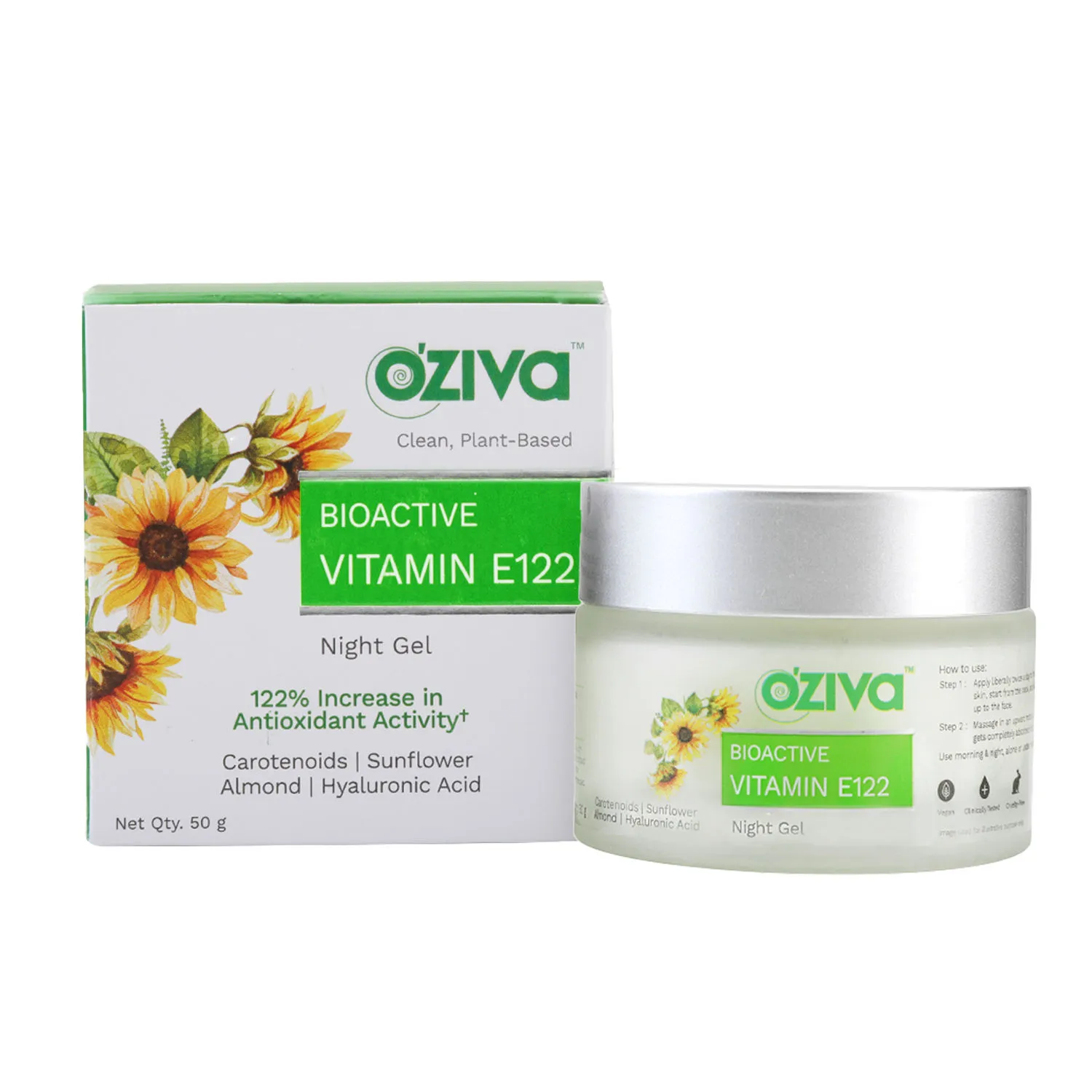 Oziva Bioactive Vitamin E122 Night Gel, Moisturiser for Antioxidant Activity