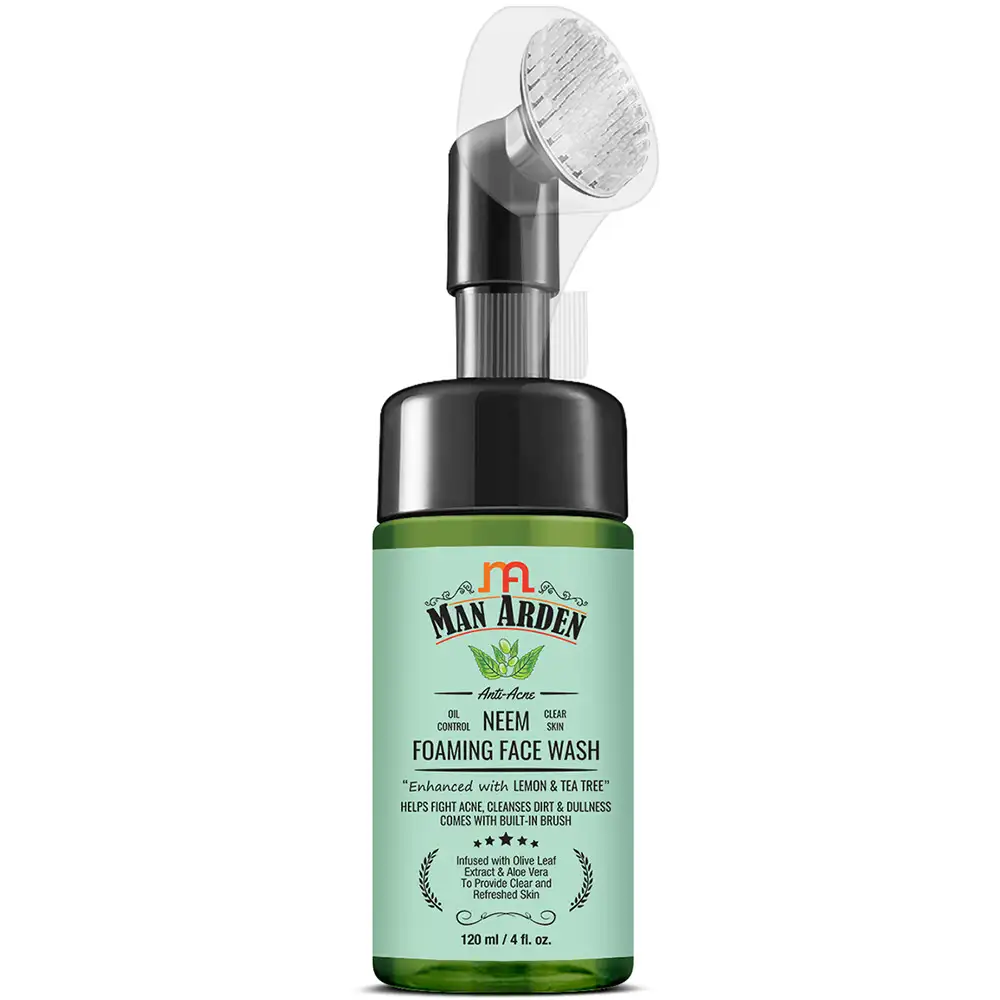 Man Arden Anti-Acne Neem Foaming Face Wash,  120 ml  with Built-in Brush