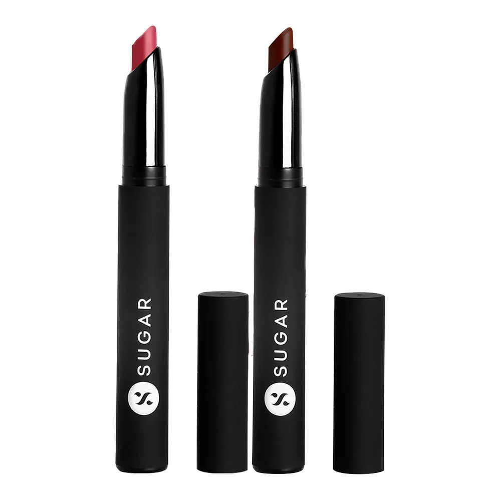 SUGAR Matte Attack Transferproof Lipstick - 01 Bold Play & 04 Maroon Vibe