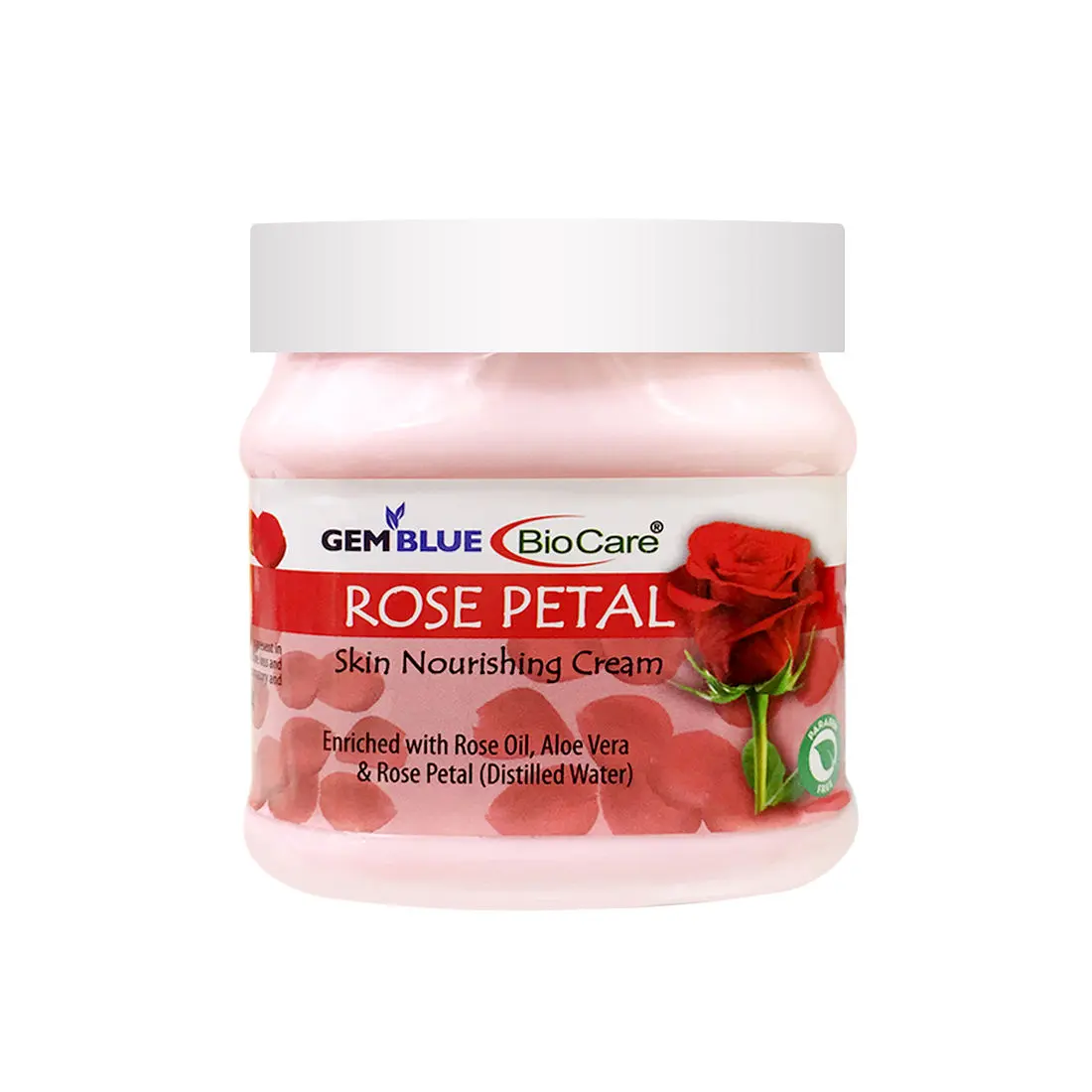 Gemblue Biocare Rose Petal Skin Nourishing Cream Enriched with Rose Oil, Aloevera and Rose Petal, Suitable for All Skin types - 500ml