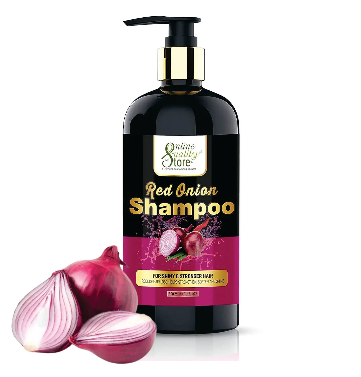 Online Quality Store Red Onion Shampoo 300ml for Hair Growth and Hair Fall Control |Hair Growth Oil| Reduces hairfall | With Natural Ingredients |Natural shampoo |No Parabens, Mineral Oil, Silicones, Color & Peg