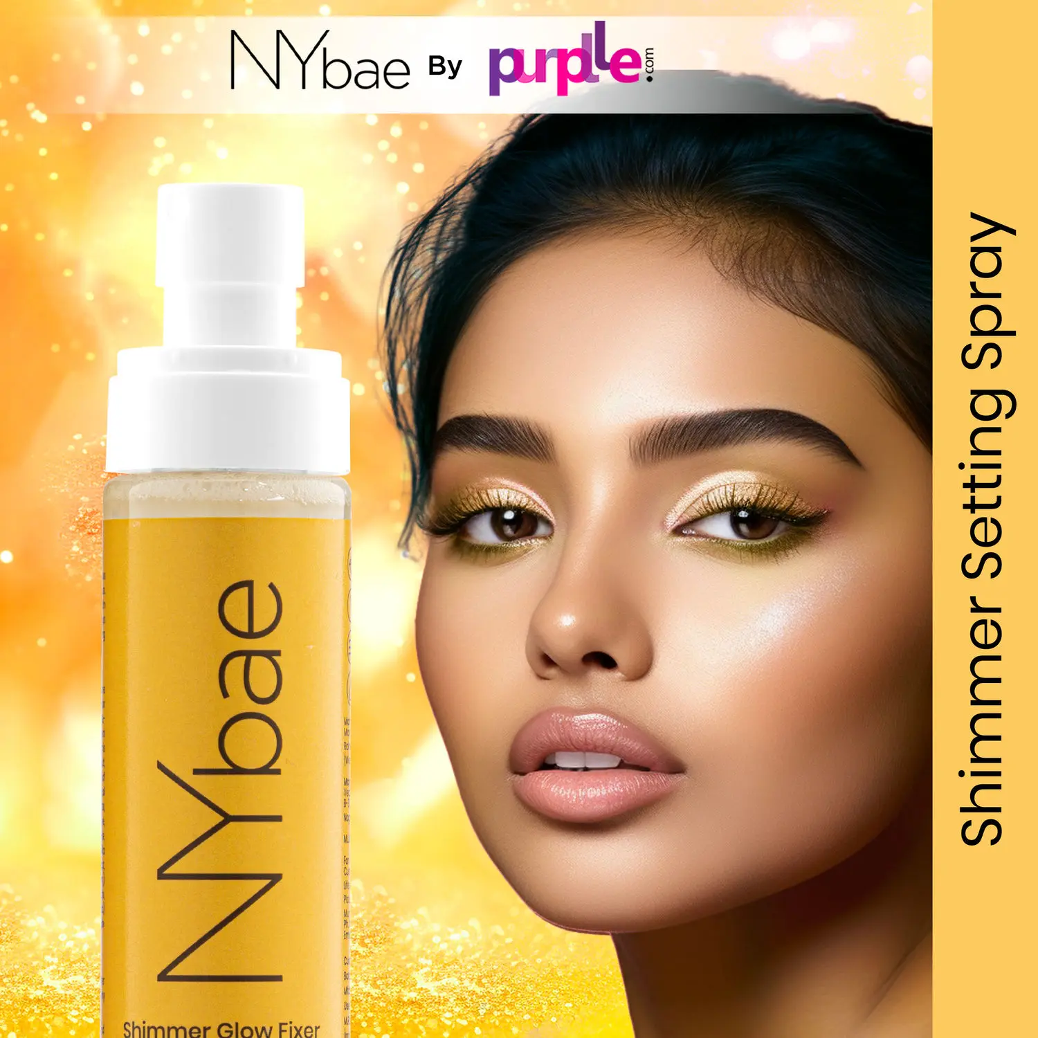 NY Bae Shimmer Glow Fixer | Korean Glow | Moisturising | Long Lasting Makuep | Everyday Highlighter| Strobe Glow | Shine & Shimmer Finish | Golden Hour (110 ml)