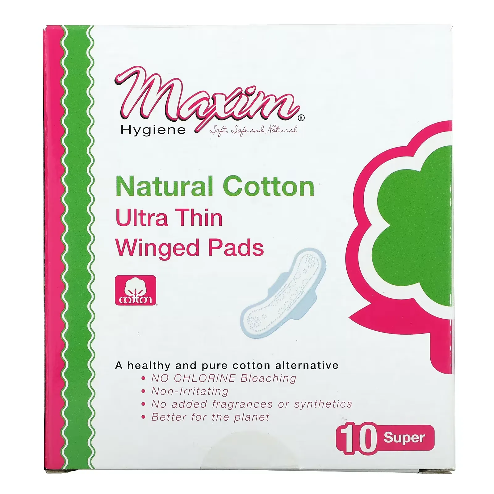 Ultra Thin Winged Pads, Super, 10 Pads