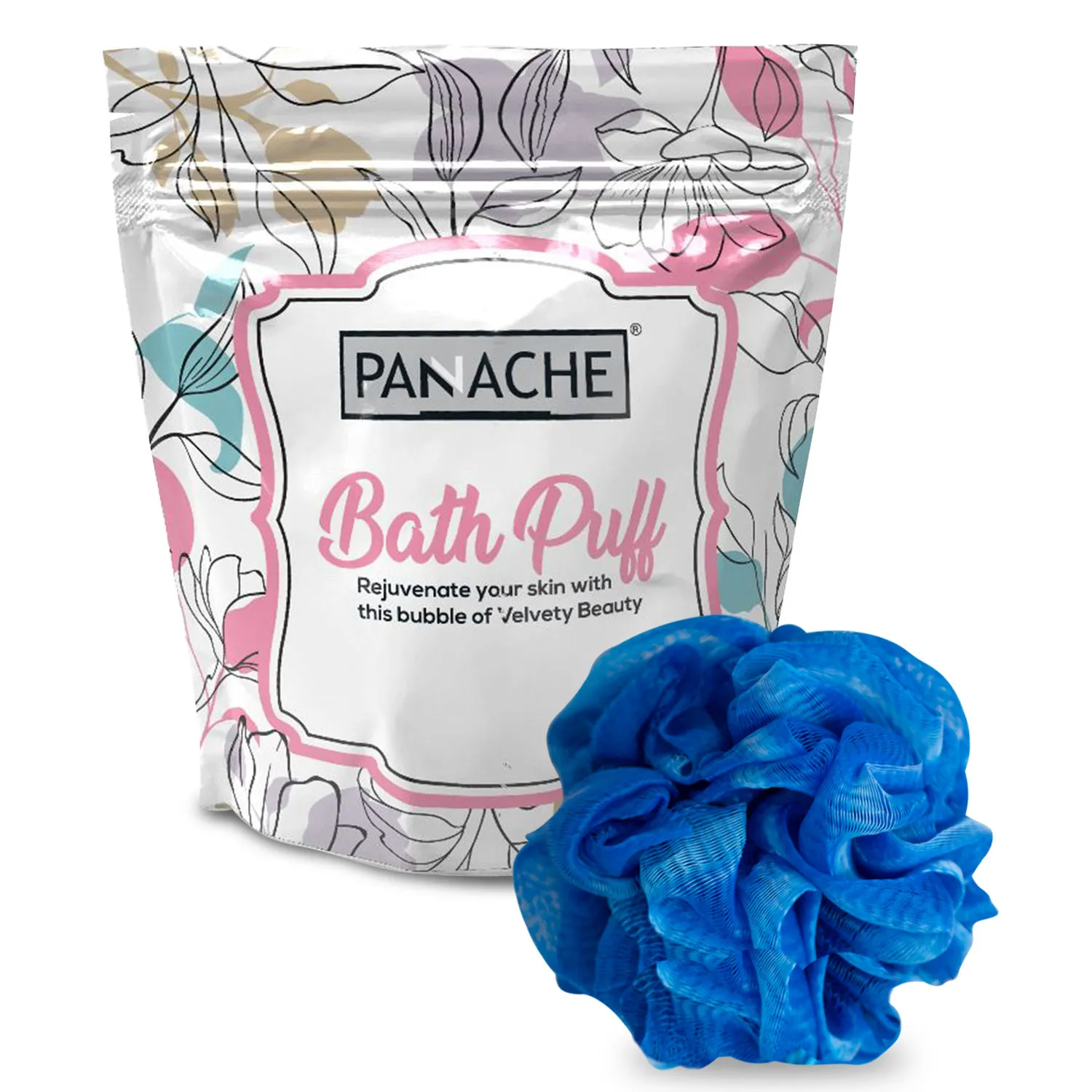 Panache Premium Bath Loofah Sponge Scrubber for Men & Women - Electric Blue