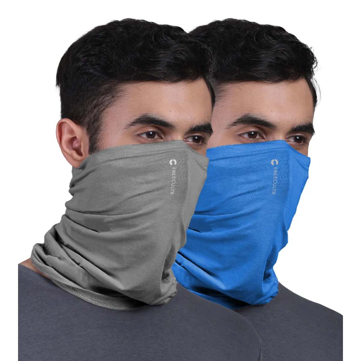 FREECULTR Unisex Plain Bamboo Bandana Anti Microbial Multipurpose Cloth Face Mask (pack Of 2)