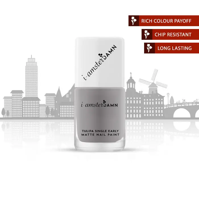 I-AmsterDAMN Nail Paint, Matte, Grey, Tulipa Single Early - Elegance of Tulipa Single Early (7 ml)