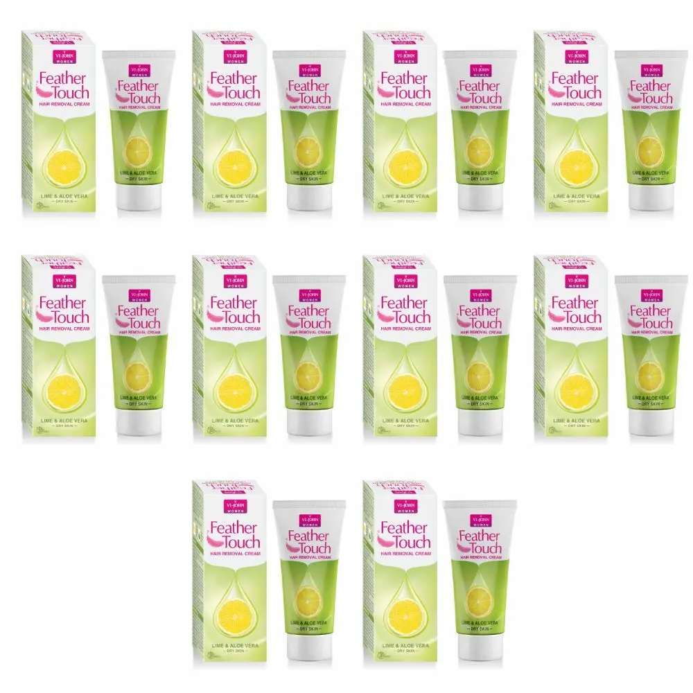 VI-JOHN Women Feather Touch Hair Removal Cream Haldi & Chandan 40g Each (Pack of 10)