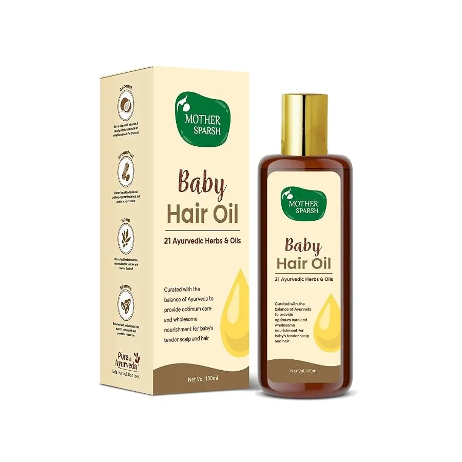 Mother Sparsh Ayurvedic Baby Hair Oil With 21 Herbs & Oils For Baby'S Tender Scalp & Hair