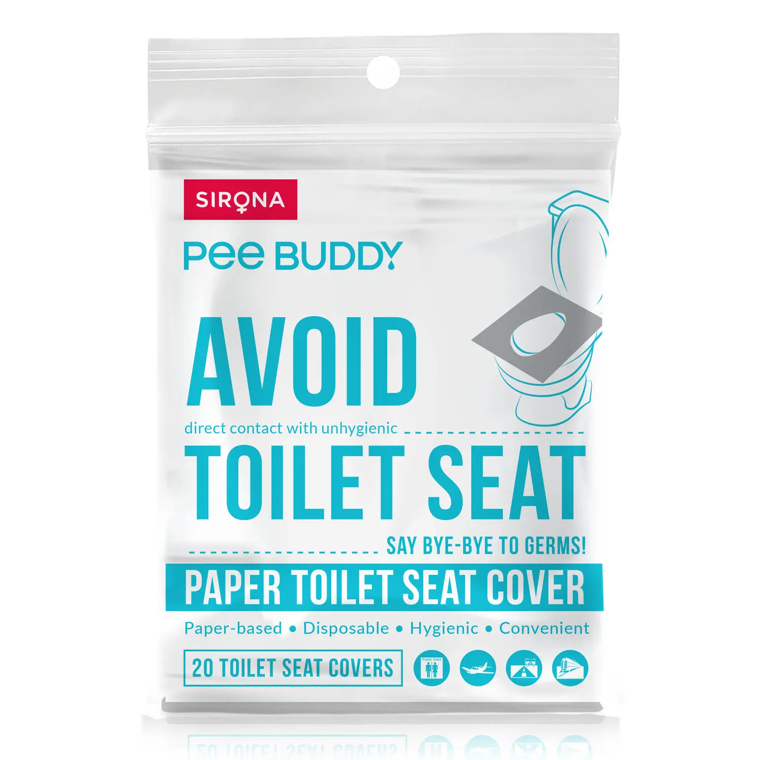 PeeBuddy Disposable Toilet Seat Cover to Avoid Direct Contact with Unhygienic Toilet Seats - 20 Seat Covers