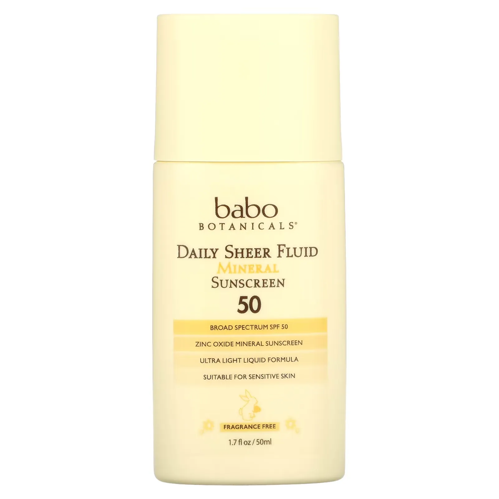 Daily Sheer Fluid Mineral Sunscreen 50, Fragrance Free , 1.7 fl oz (50 ml)