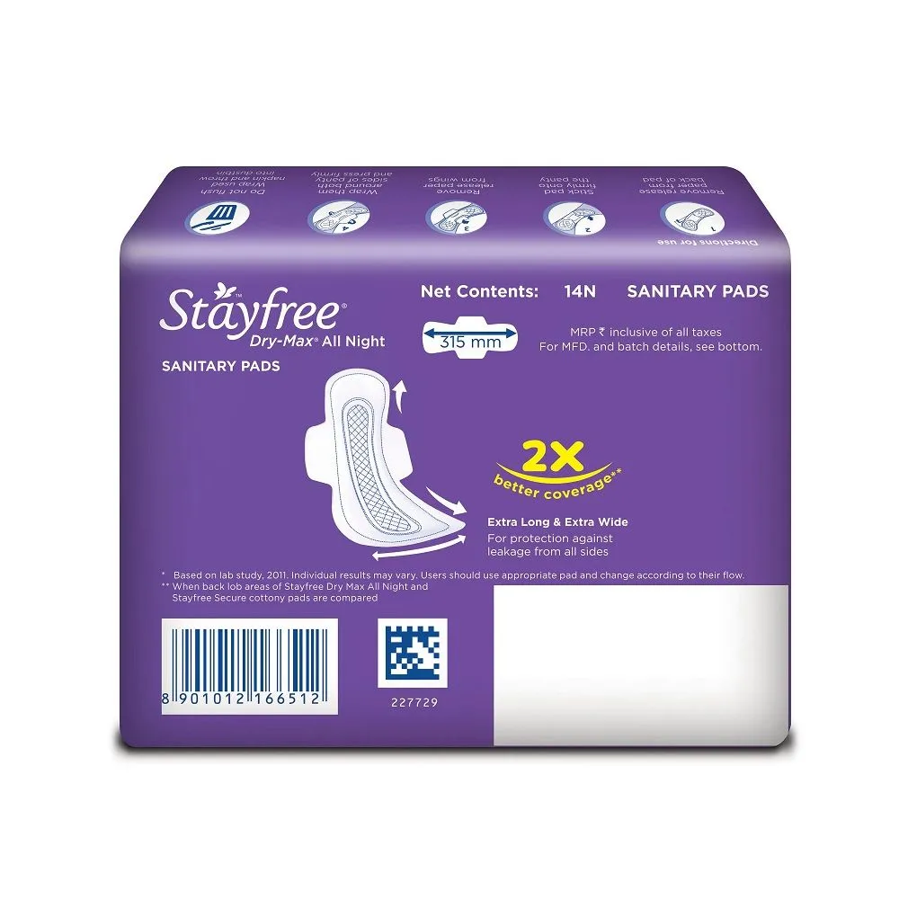 Stayfree Dry-Max All Night Ultra-Dry with Wings - XL 14 Pcs