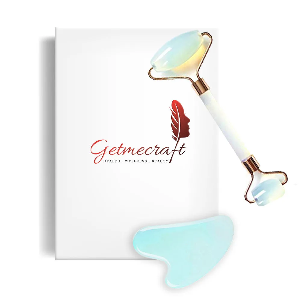 Getmecraft White Opalite Face Roller And Gua Sha Set