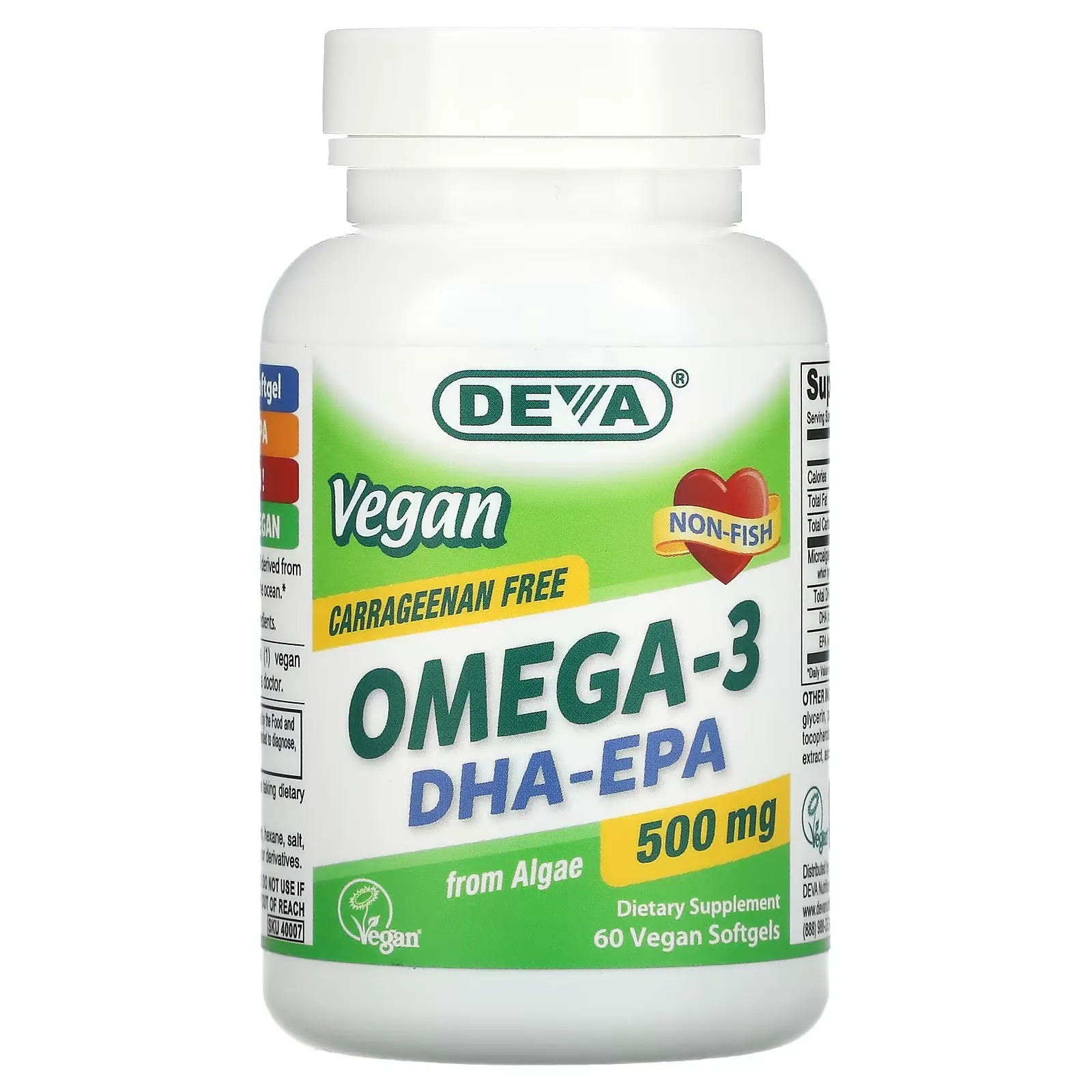 Vegan Omega-3 DHA-EPA, 500 mg, 60 Vegan Softgels