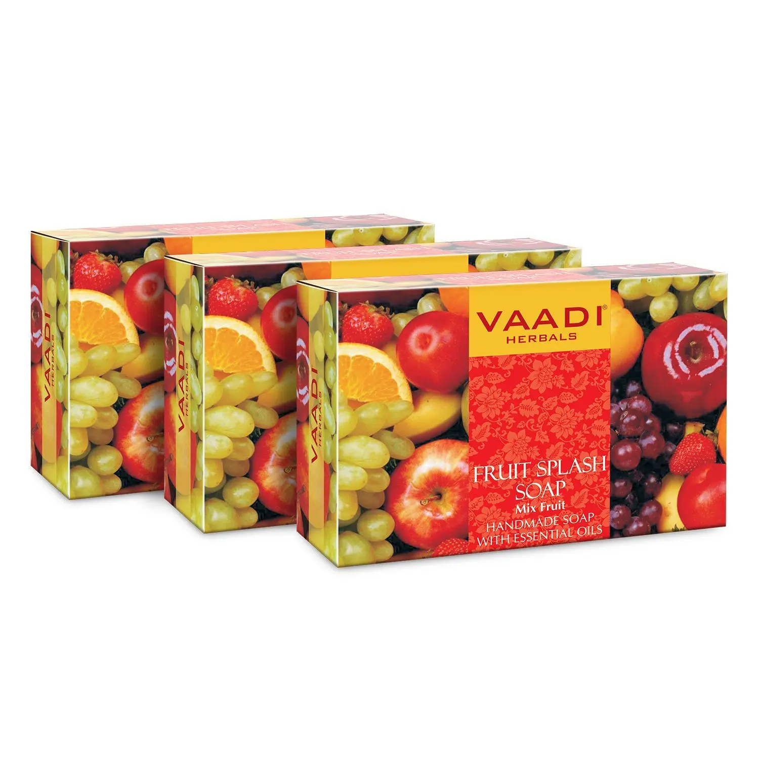 Vaadi Herbals Fruit Splash Soap with Extracts of Orange, Peach, Green Apple & Lemon (75 g) (Pack of 3)