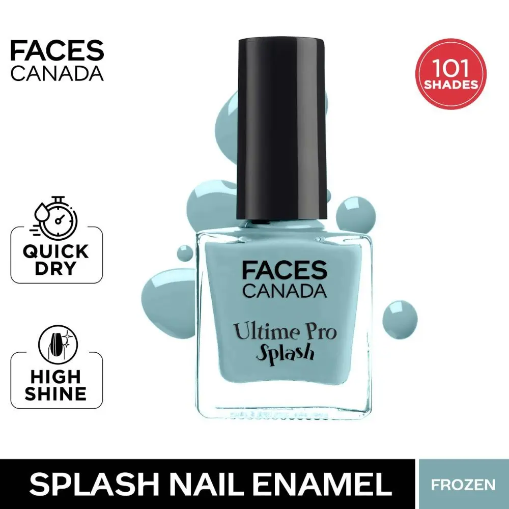 Faces Canada Splash Nail Enamel | Fast Dry | High Shine | Long Lasting | No Chip Formula | No Harmful Chemicals | Shade - Frozen 8ml