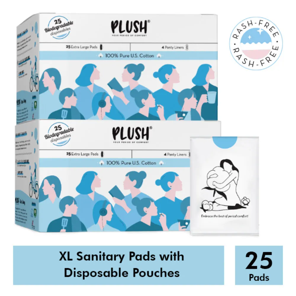 Plush Sanitary Pads With Disposables (Extra Large Pads) - Pack Of 60