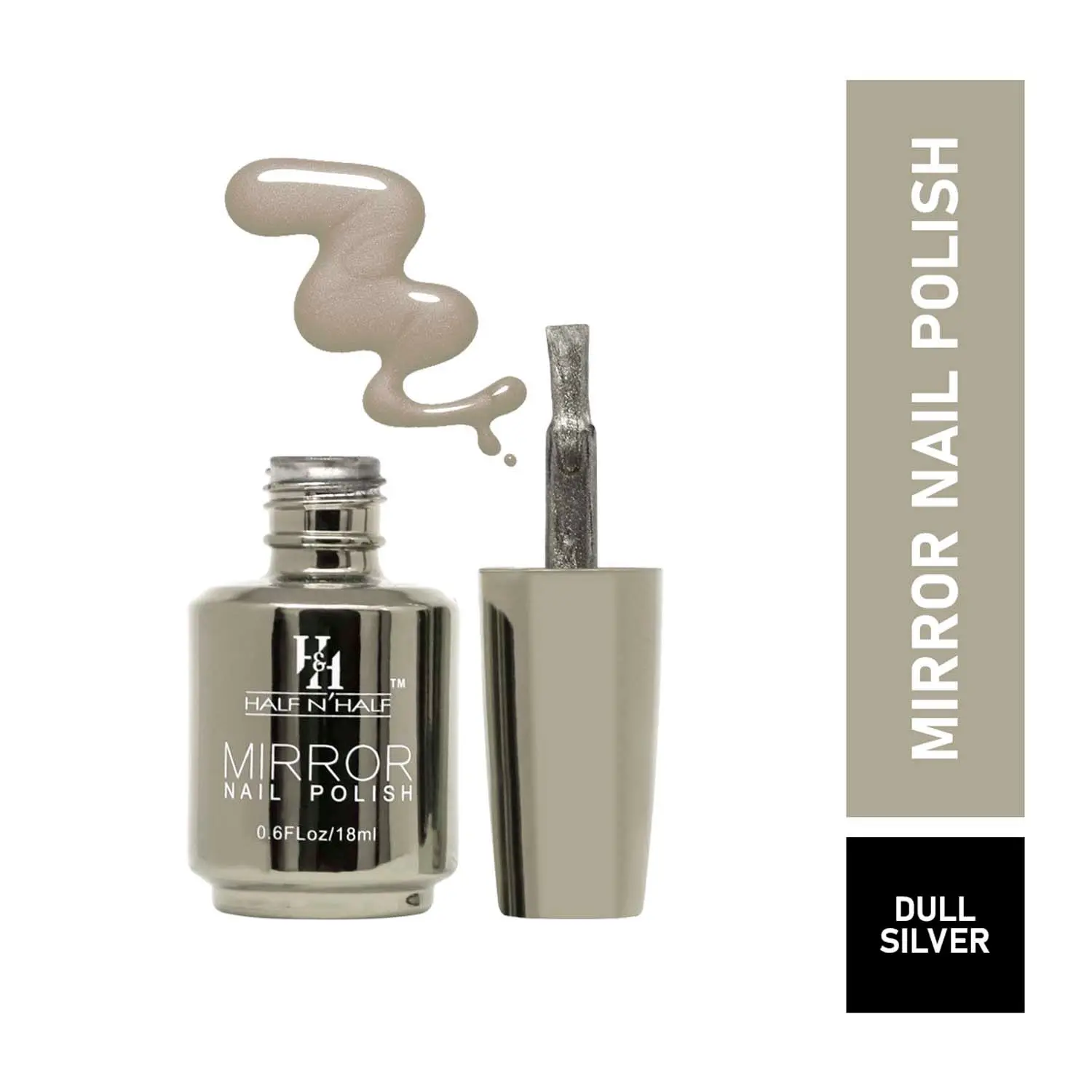 Half N Half Mirror Nail Polish, B-Dull Silver (18 ml)