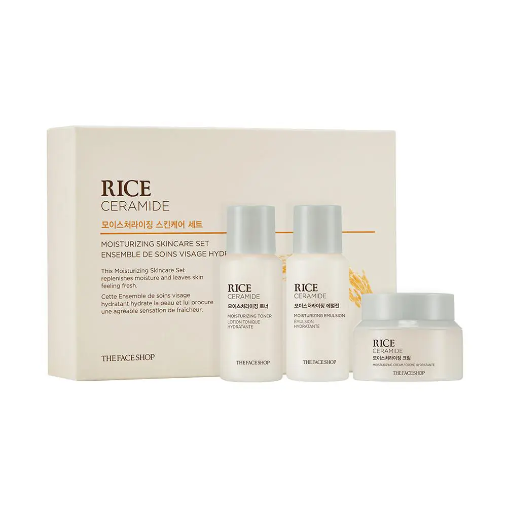 The Face Shop Rice&Ceramide Moisturizing Skincare And Cream Set, 75 Ml (Pack Of 3), Pink