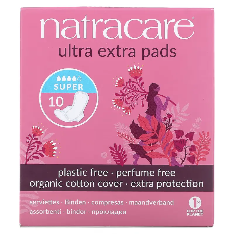 Ultra Extra Pads, Organic Cotton Cover, Super, 10 Pads