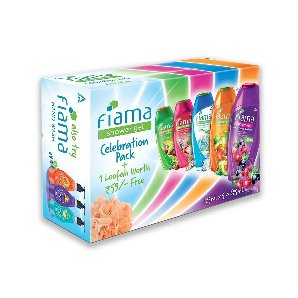 Fiama Celebration pack, with 5 unique showergels, with skin conditioners for Moisturized skin, 125ml showergels (Pack of 5)