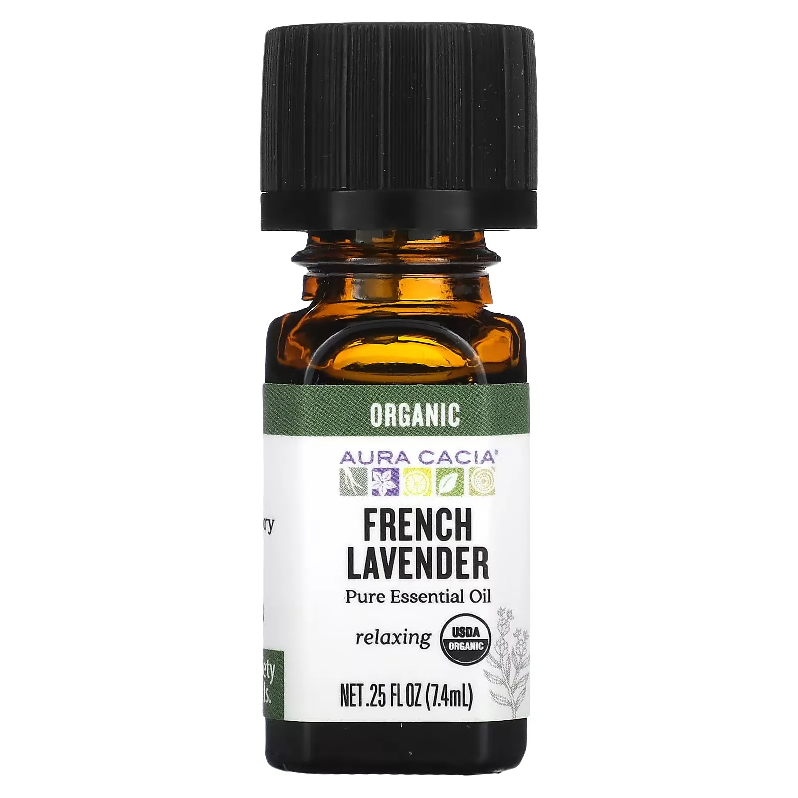 Pure Essential Oil, Organic French Lavender, 0.25 fl oz (7.4 ml)