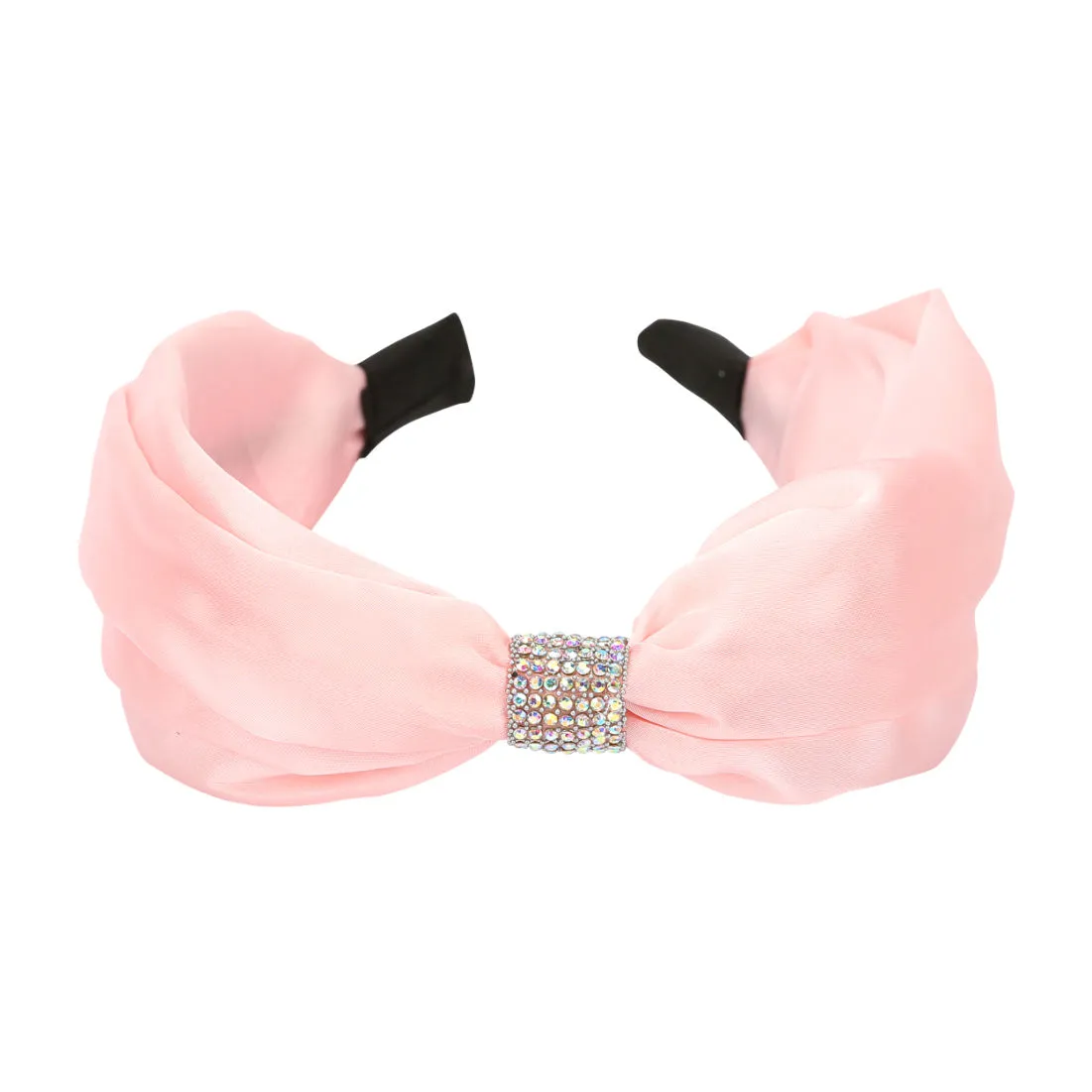 YouBella Hair Jewellery Satin Fabric Crystal Studded Pink Head Band (YBHAIR_41351)