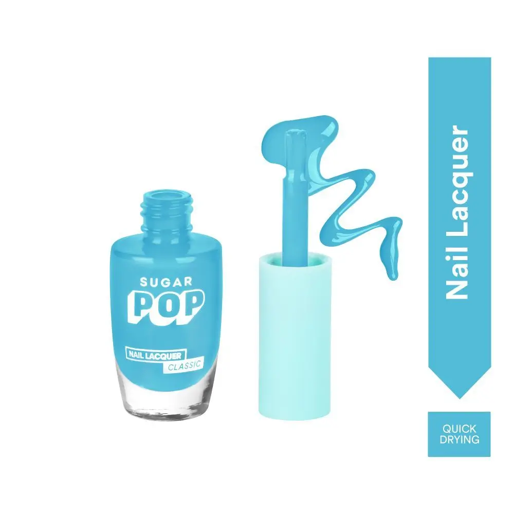 SUGAR POP Nail Lacquer - 03 Aqua Babe (Ice Blue) – 10 ml - Dries in 45 seconds -Dries in 45 seconds l Quick-Drying, Chip-Resistant, Long Lasting l Glossy High Shine Nail Enamel / Polish for Women