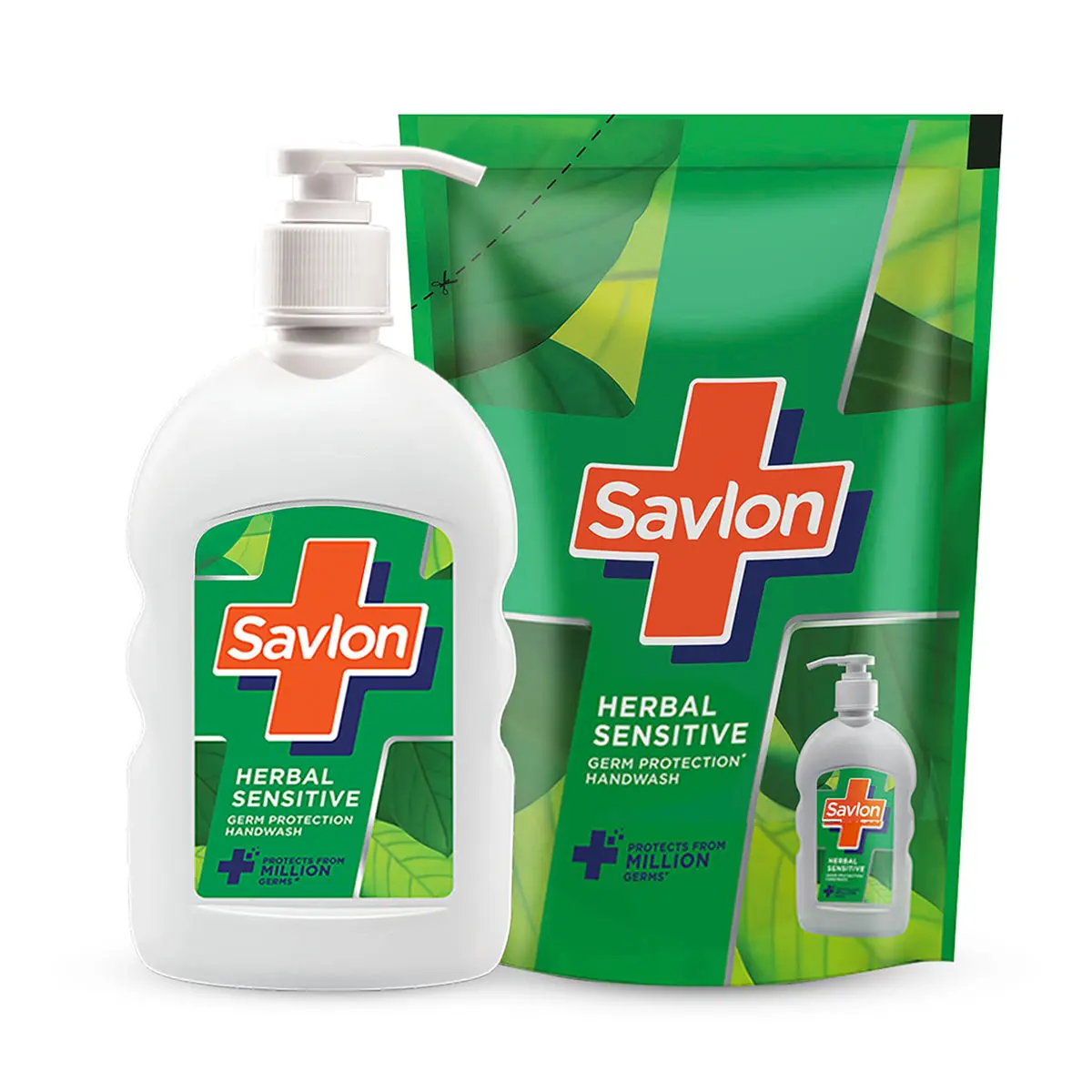 Savlon Herbal Sensitive pH Balanced Liquid Handwash 200ml pump + 175ml refill pouch combo