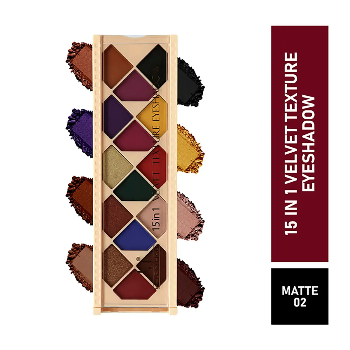 Half N Half 15 in 1 Velvet Texture Eyeshadow Matte Palette, Flawless Shades, Easy to Blend, , Waterproof Durable Highly Pigmented Eye Makeup Set Gift for Women, Multicolour - 02 (12gm)