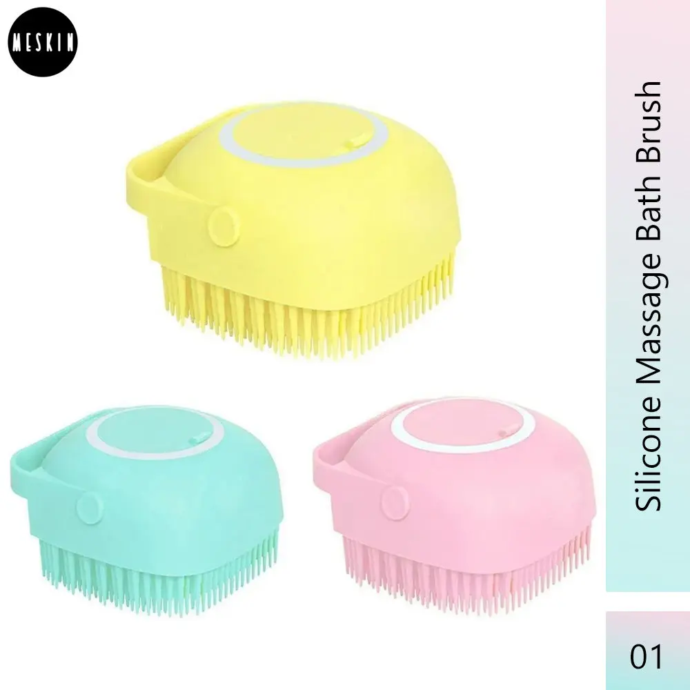 MeSkin Body Bath Brush, Silicone Soft Cleaning Bath Body Brush with Shampoo Dispenser – Assorted Colors