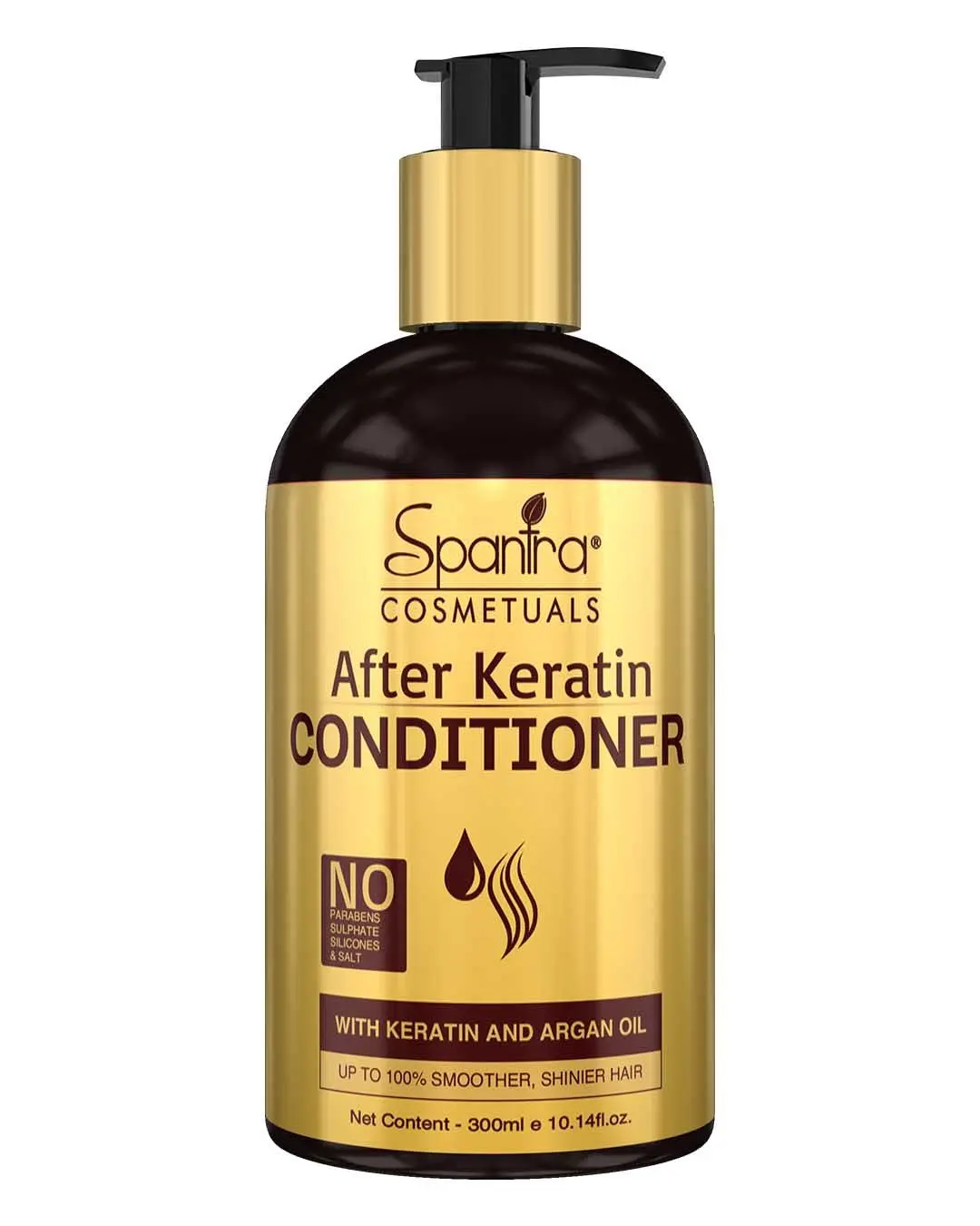 Spantra After Keratin Conditioner for Shinner, Stronger,& Smoother Infused with Keratin and Argan Oil, Intense Repair Conditioner,Reduces Damage Hairfall Control for Men & Women, No Parabens & Sulphte.300ML