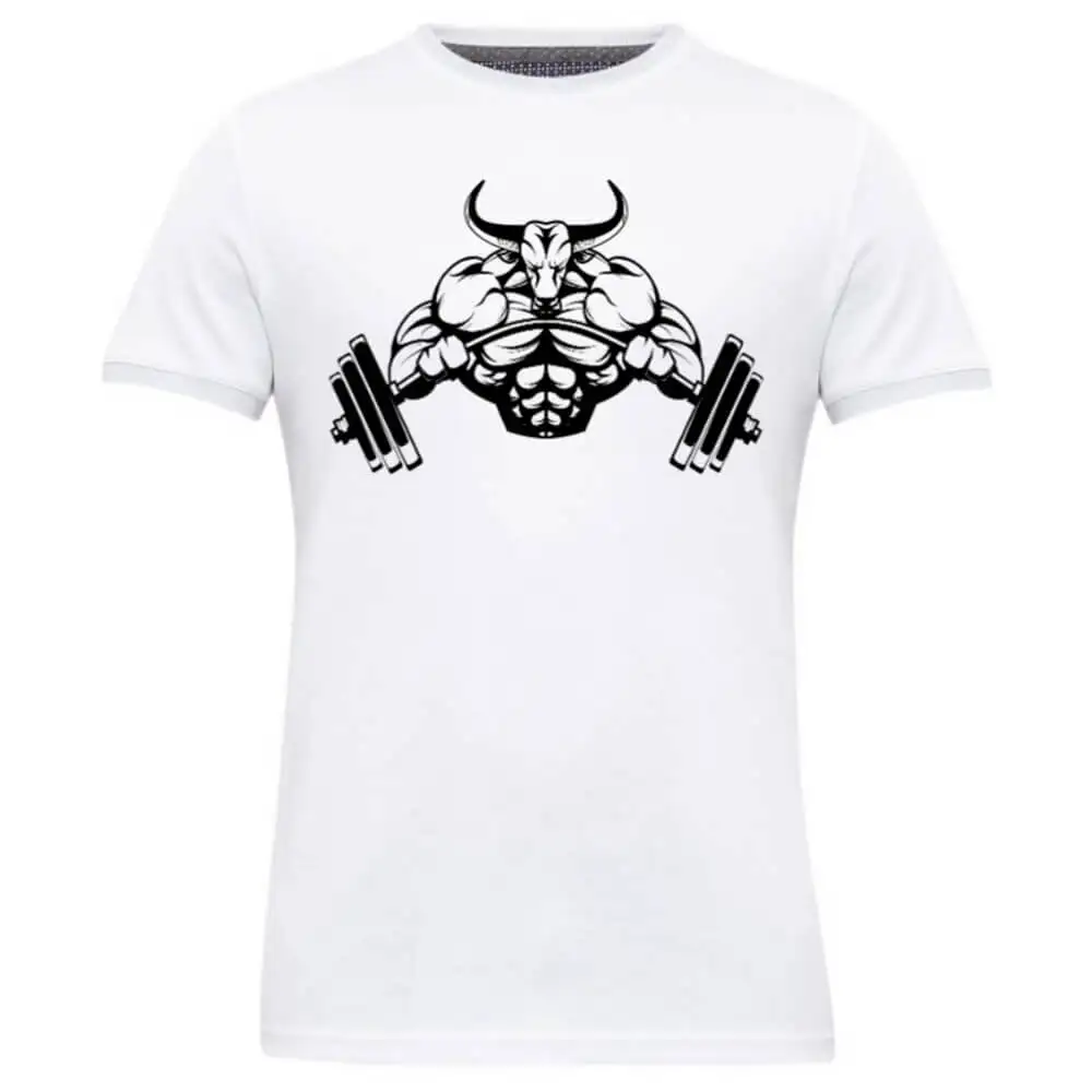 Gym Brute Bull T-Shirt,  White  XL