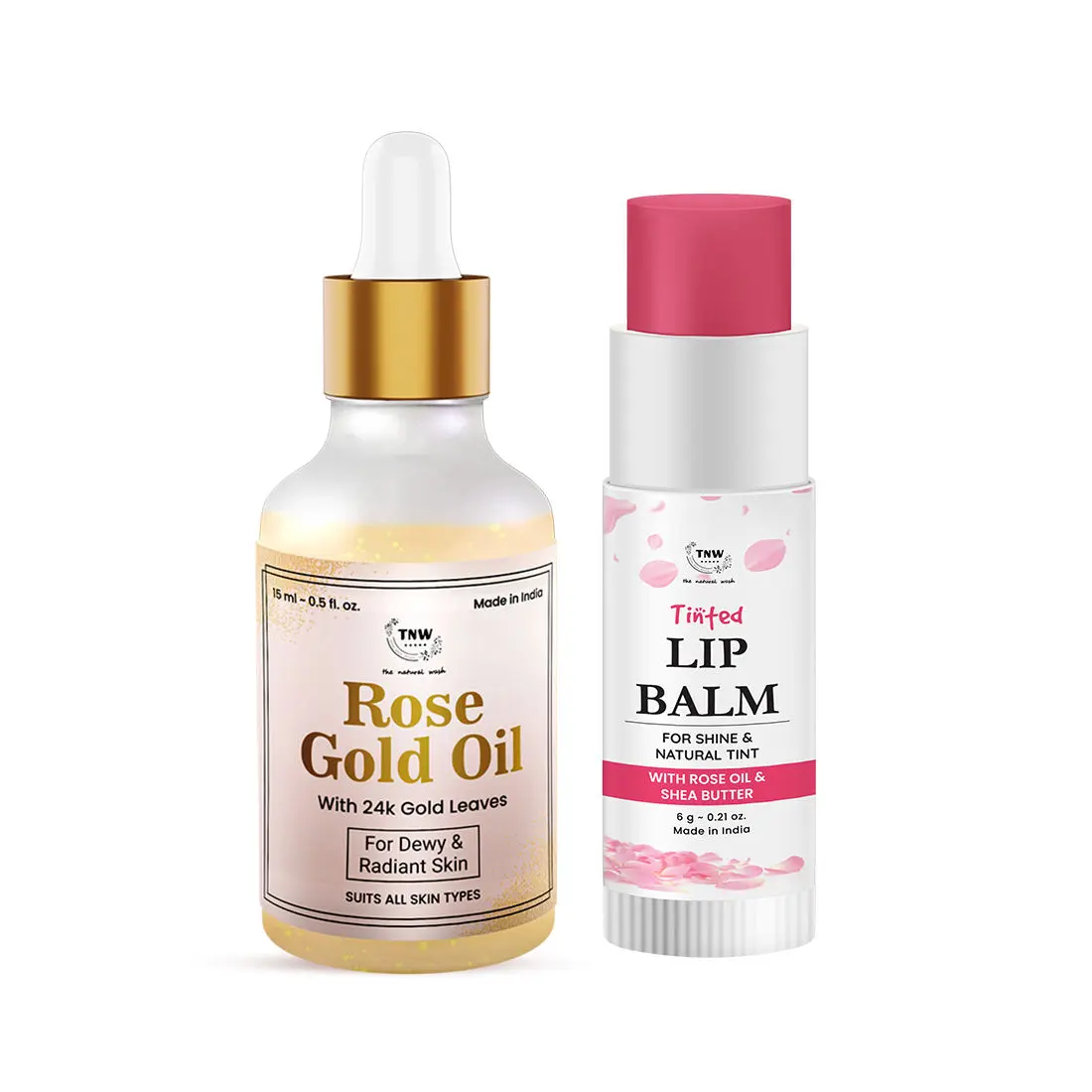 Combo of 2- Rose Gold Oil 15ml & Rose Tinted Lip Balm 6gm