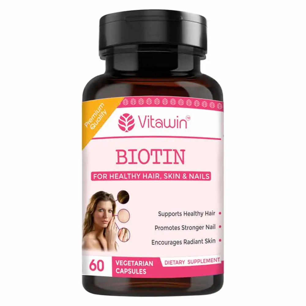 VITAWIN Biotin for Hair Skin and Nails (500 mg),  60 capsules  Unflavoured